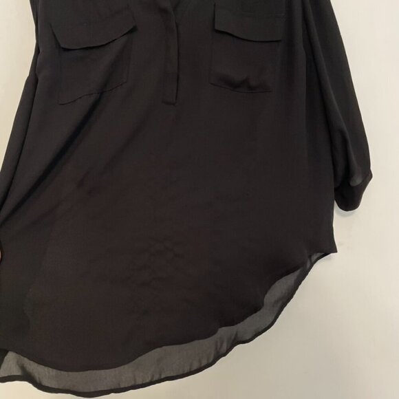 TORRID 2 Plus Size Harper 3/4 Sleeve Pullover Blouse Solid Black Georgette Work - Picture 10 of 16